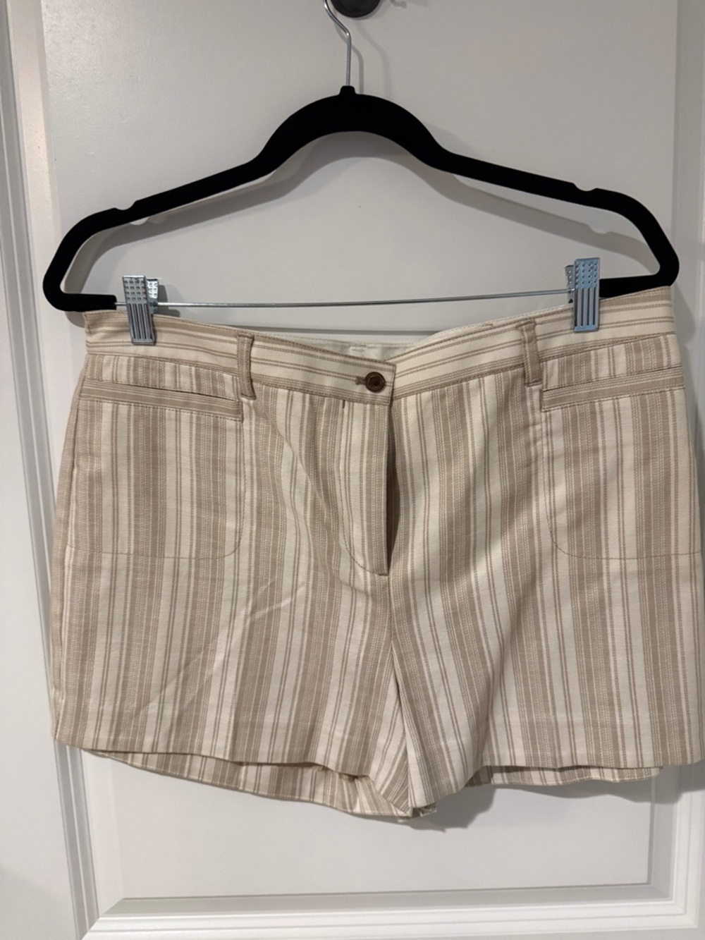 Tory Burch Neutral Striped Cotton Gavyn Shorts